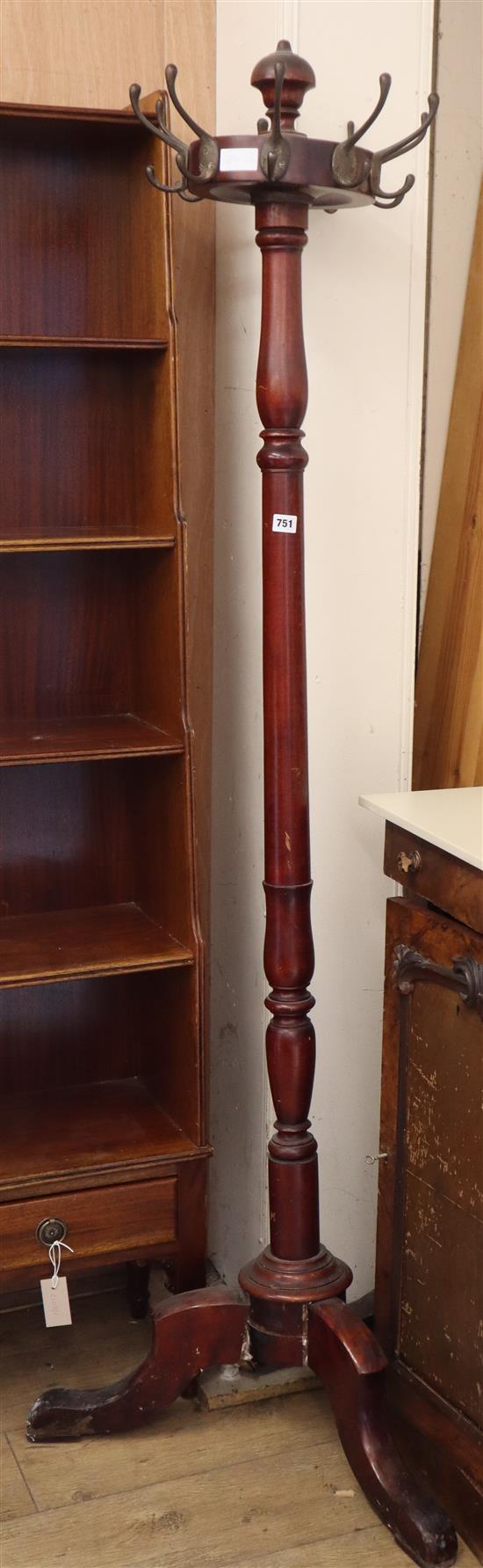 A mahogany coat stand, a.f. H.190cm approx.